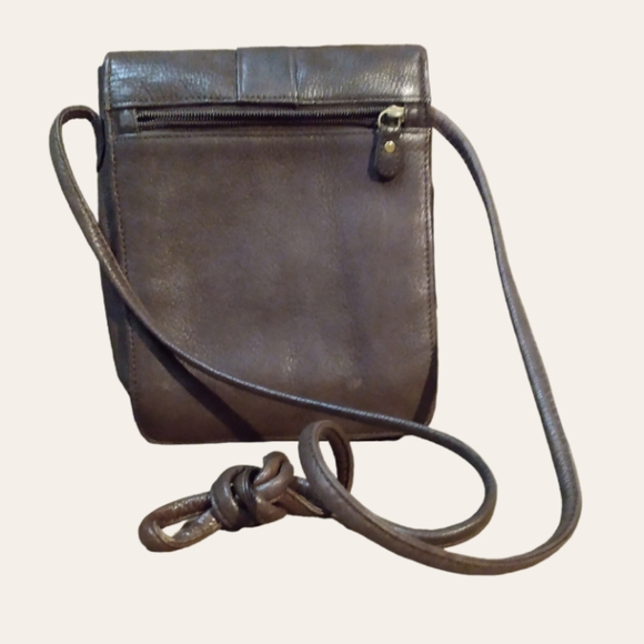 FOSSIL Chocolate Brown Pebbled Genuine Leather Classic Crossbody Bag 👜 EUC!!! - Picture 2 of 5